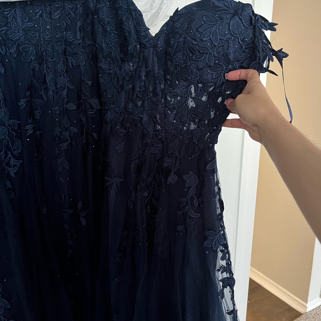 Elegant Navy Blue Lace Dress